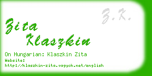 zita klaszkin business card